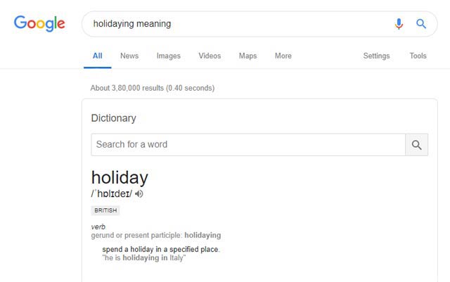 holidaying meaning