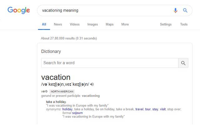 vacationing meaning
